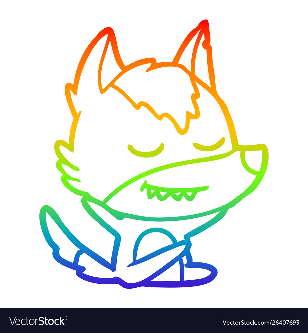 Rainbow gradient line drawing friendly cartoon Vector Image