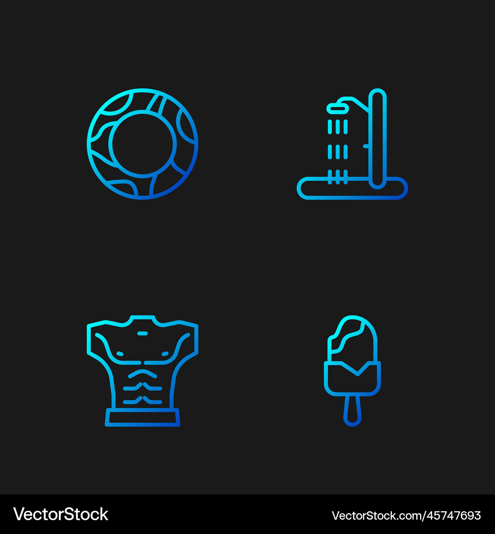 Set line ice cream bodybuilder muscle rubber Vector Image