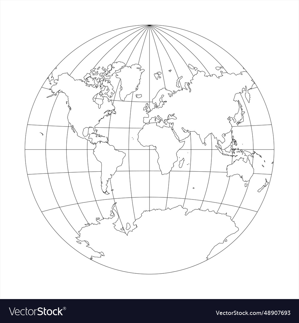 Simplified map of world focused on europe and Vector Image