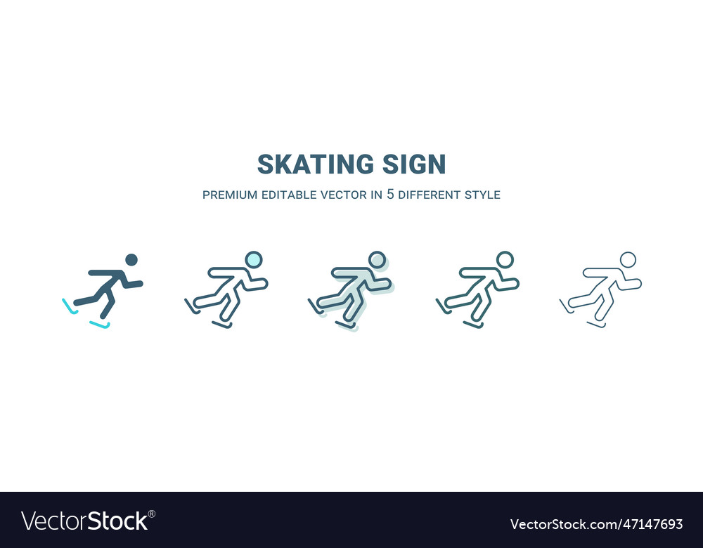 Skating sign icon in 5 different style outline