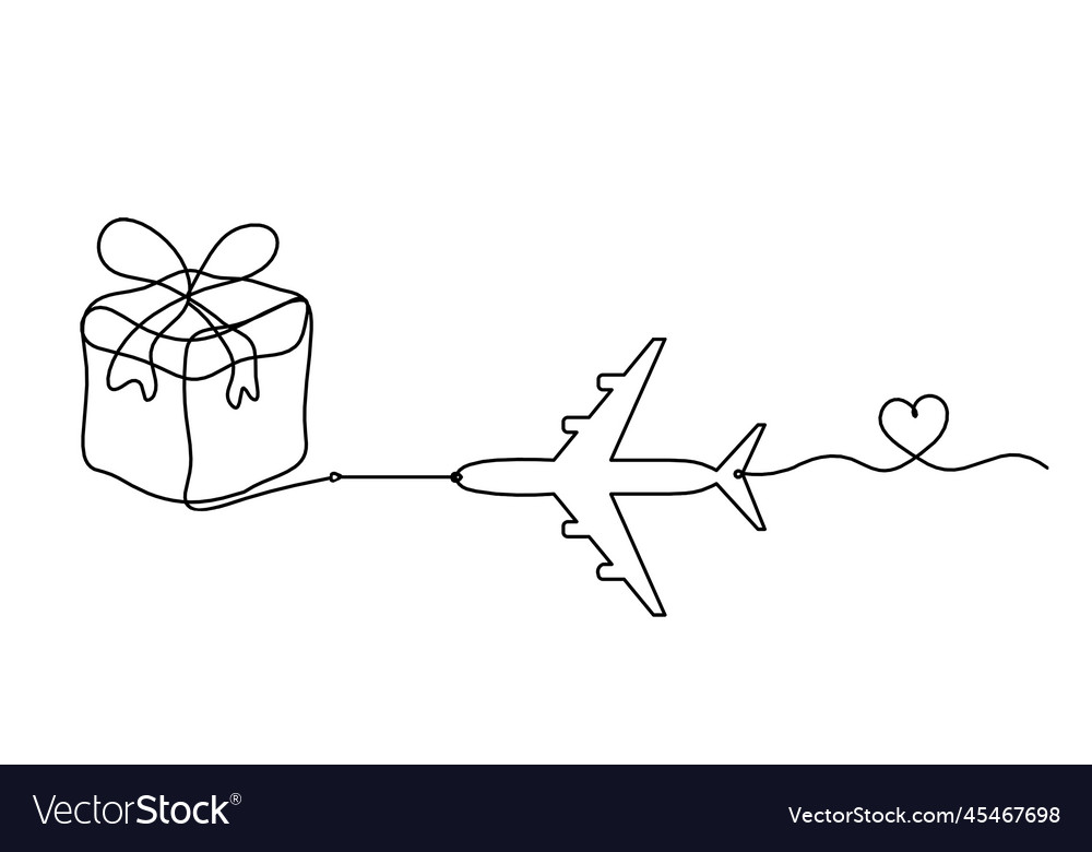 Abstract present box and plane as continuous line