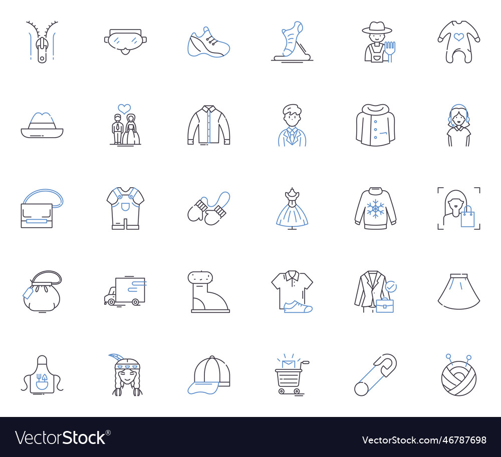 Apparel outlet line icons collection fashion Vector Image