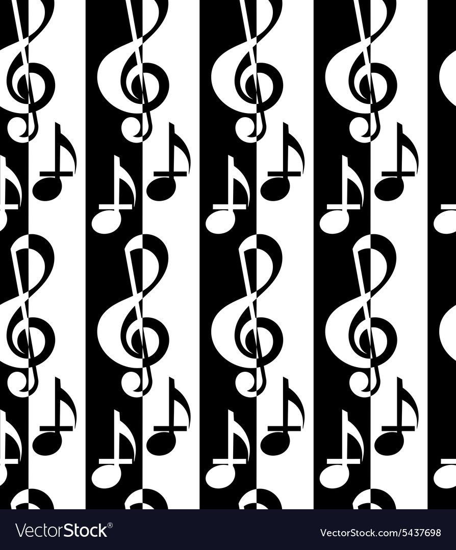 Black and white alternating g clef music notes