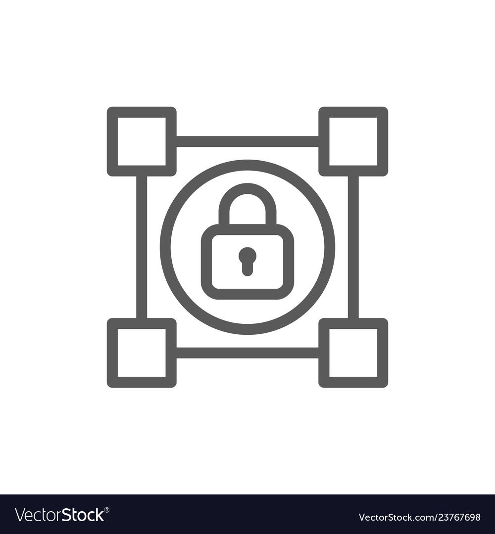Crypto blockchain with lock cryptocurrency line vector image Crypto blockchain with lock cryptocurrency line