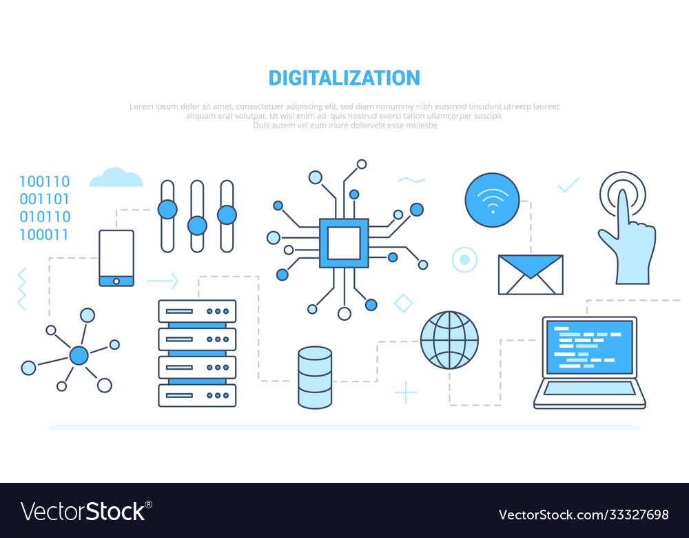 Digitalization for technology computer campaign vector image Digitalization for technology computer campaign