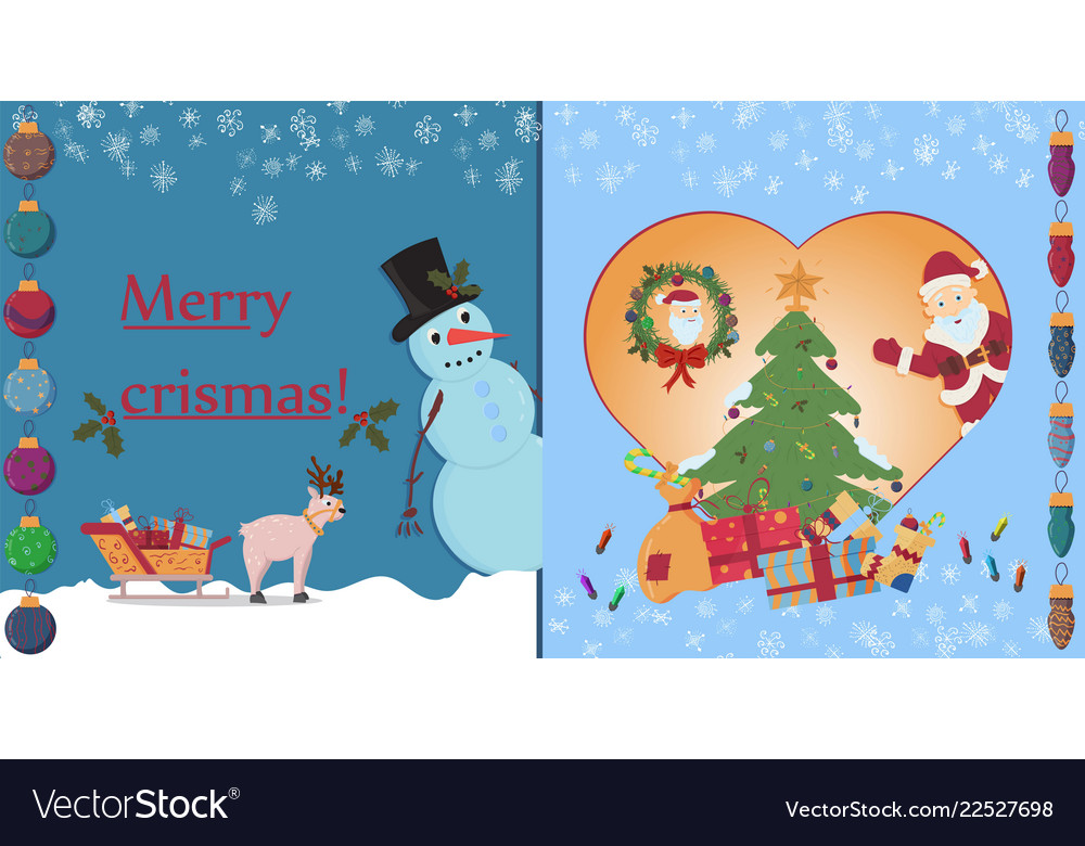 Layout postcards 3 on christmas and new year Vector Image