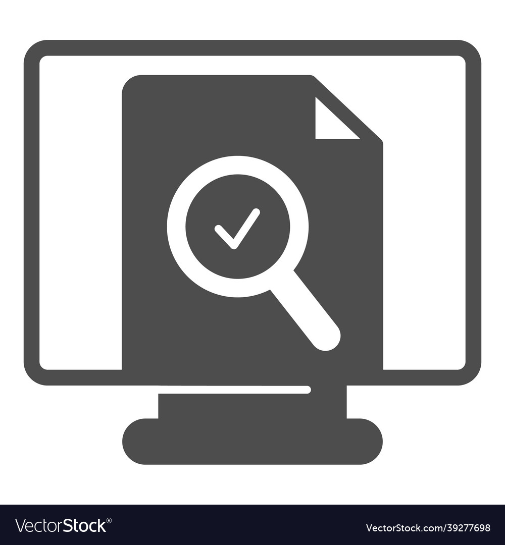 Monitor monoblock with document file and loupe vector image Monitor monoblock with document file and loupe