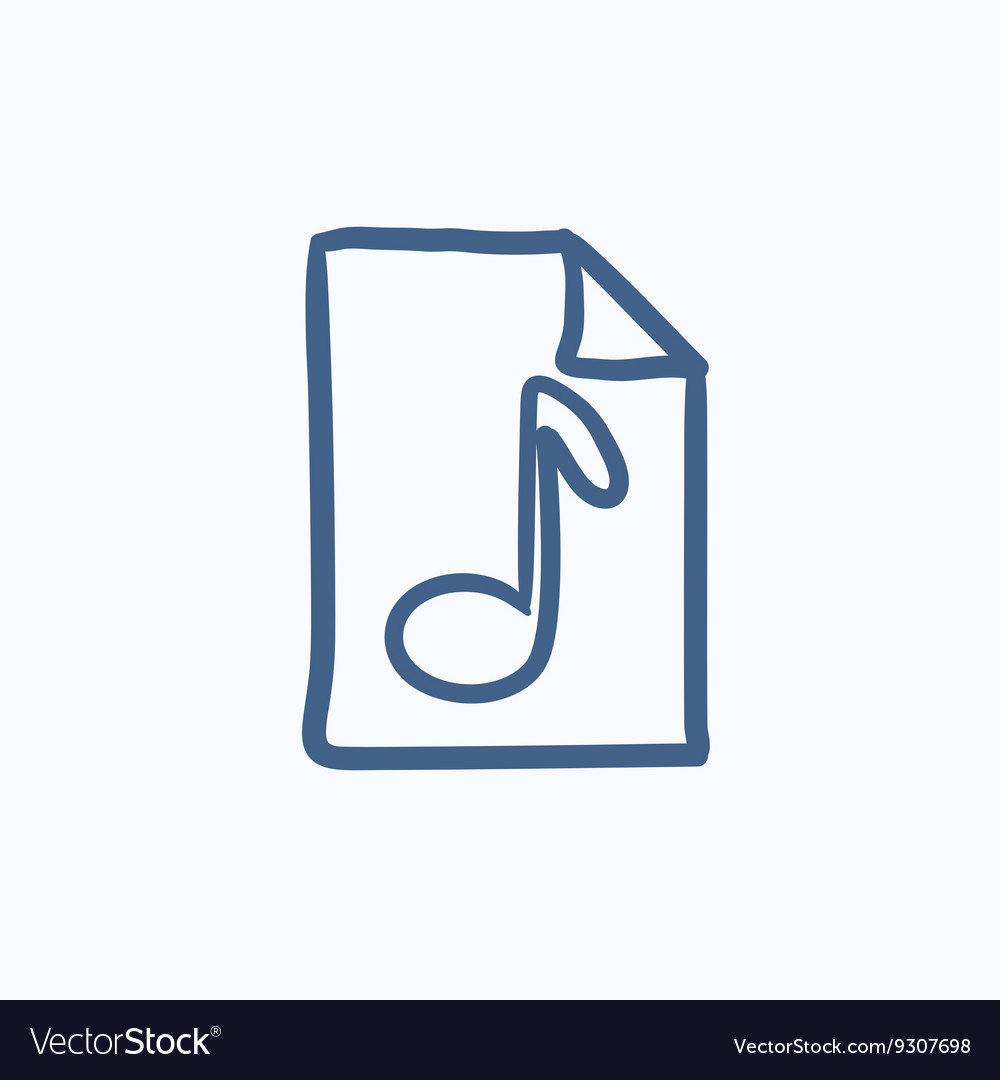 Musical note drawn on sheet sketch icon