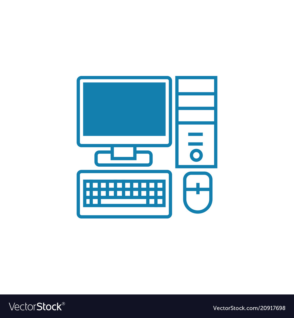 Pc components linear icon concept vector image Pc components linear icon concept