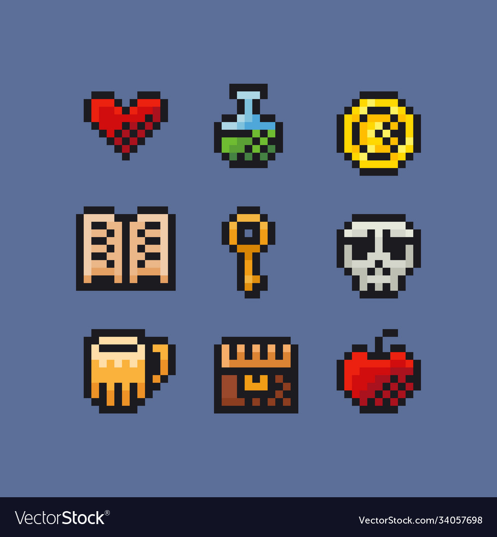 Pixel art icon set - treasure