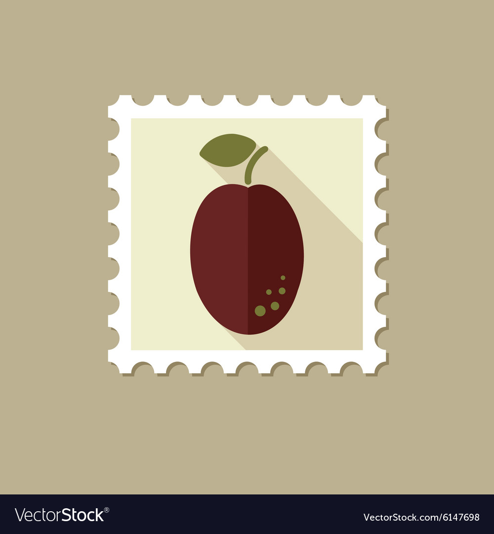 Plum flat stamp with long shadow