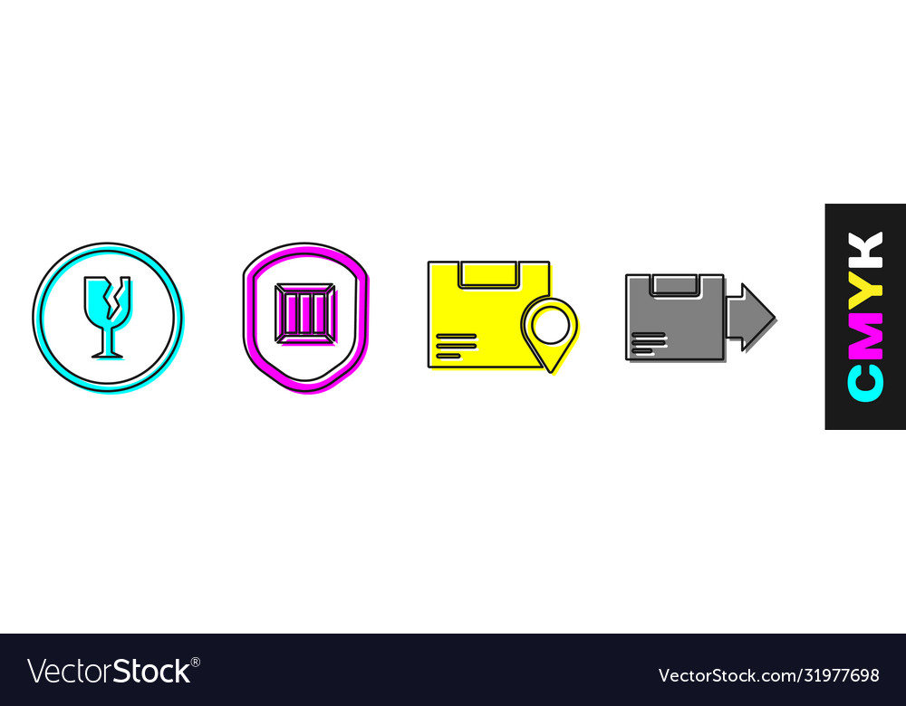 Set fragile broken glass delivery security Vector Image Set fragile broken glass delivery security