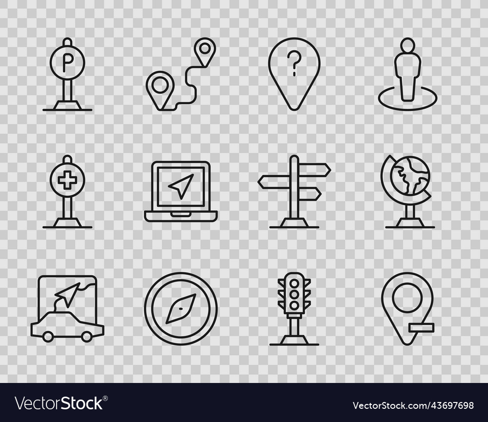 Set line city map navigation location unknown vector image Set line city map navigation location unknown