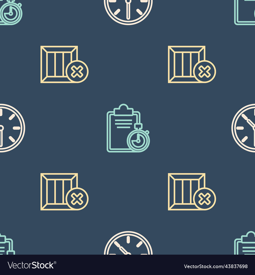 Set line clock wooden box and delete vector image Set line clock wooden box and delete