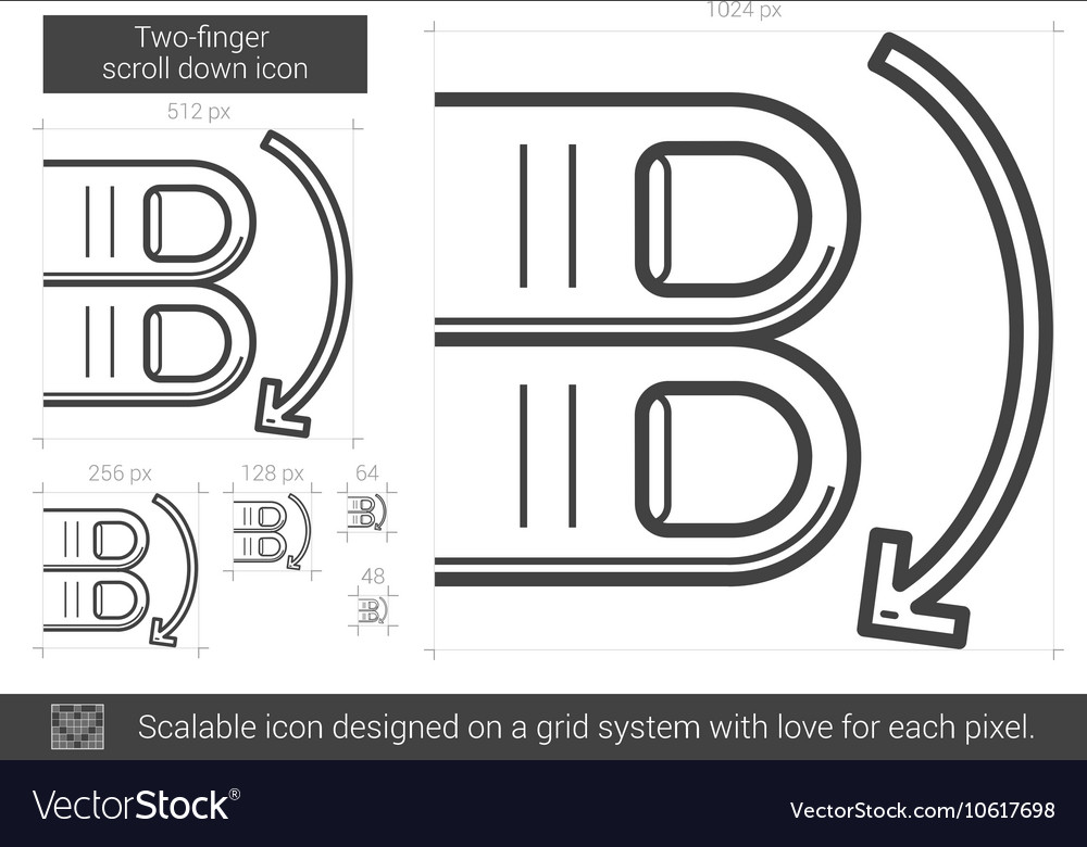 Two-finger scroll down line icon