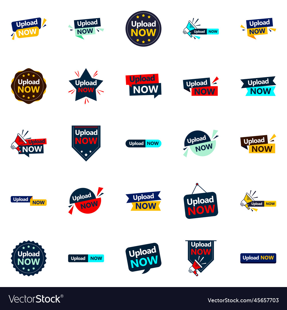 25 customizable designs in the upload now bundle vector image 25 customizable designs in the upload now bundle
