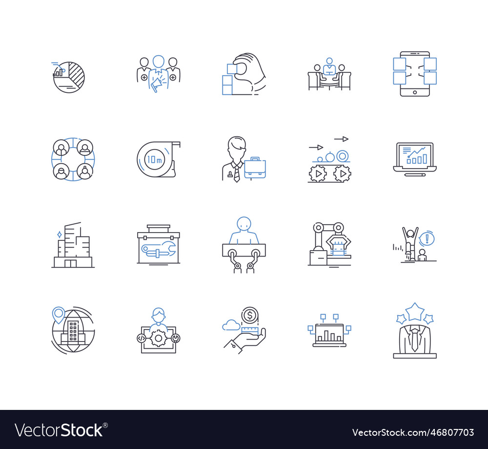Assembly-line production line icons collection vector image Assembly-line production line icons collection