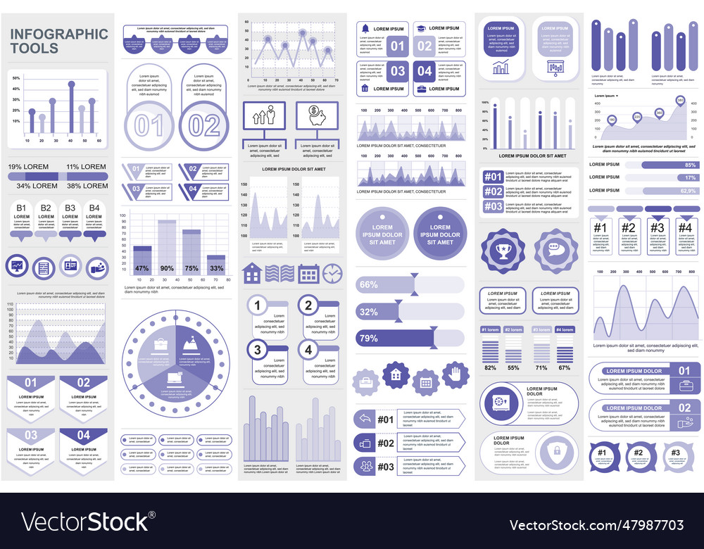 Bundle infographic elements data visualization Vector Image Bundle infographic elements data visualization