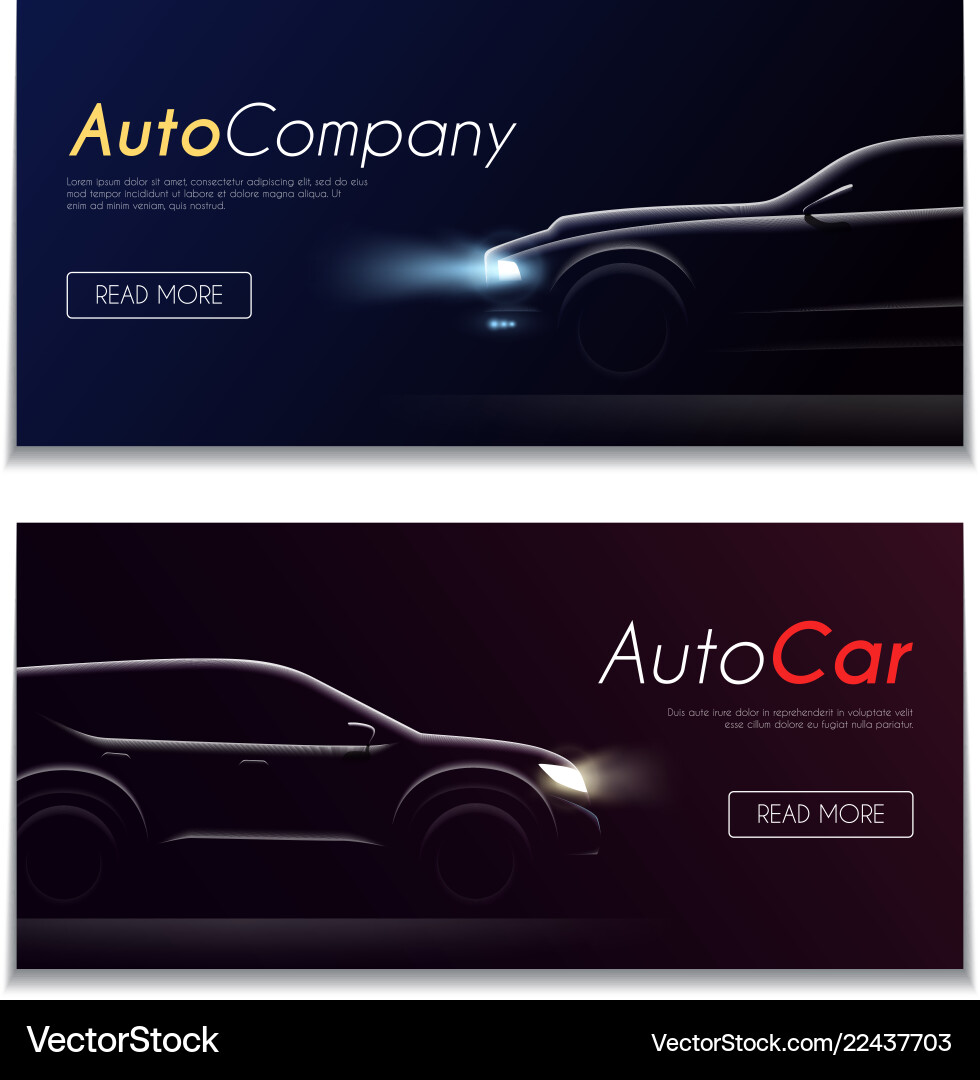 Cartrader Horizontal Banners Set Royalty Free Vector Image