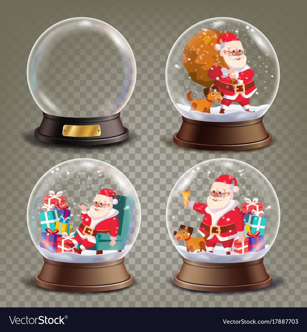 Christmas Snow Globe With Santa Claus And Gifts Vector Image