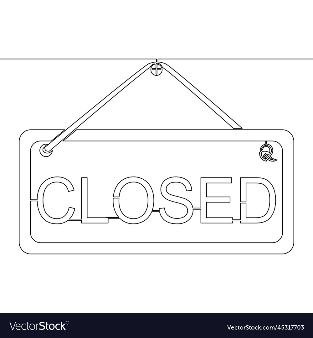 Continuous line drawing closed sign element