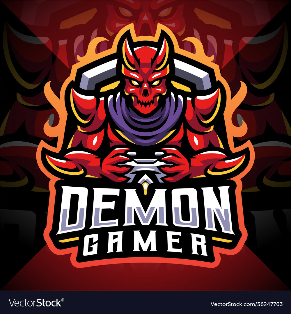 Demon gamer esport mascot logo design Royalty Free Vector