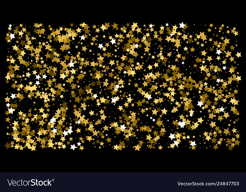 Golden Glitter Star confetti auf schwarzem Hintergrund