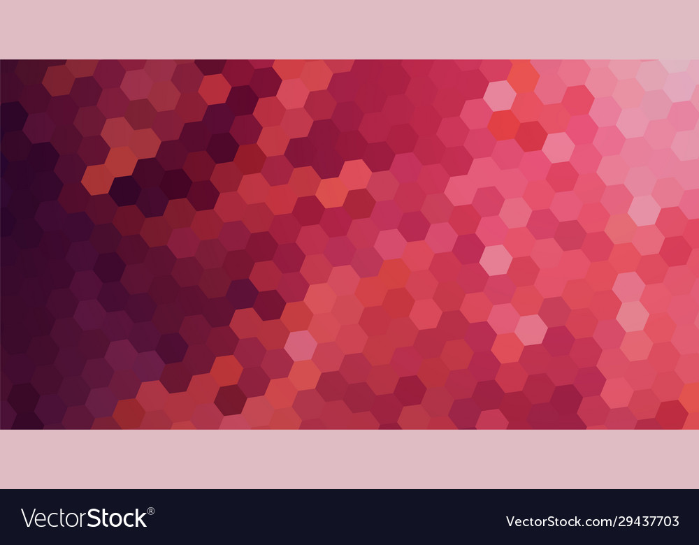 Mosaic abstract hexagonal background in red color