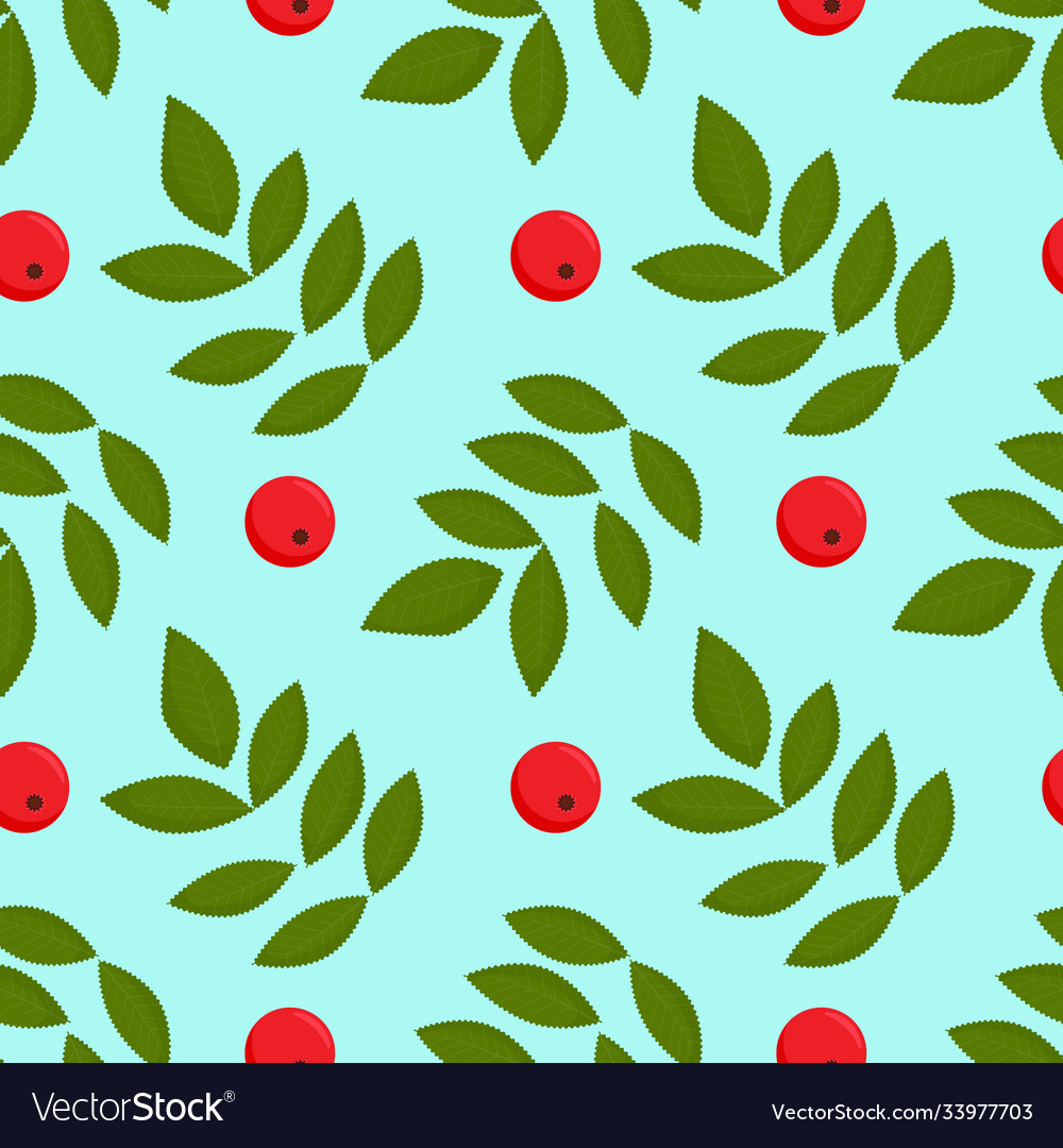 Seamless colorful autumn pattern with rowan berrie