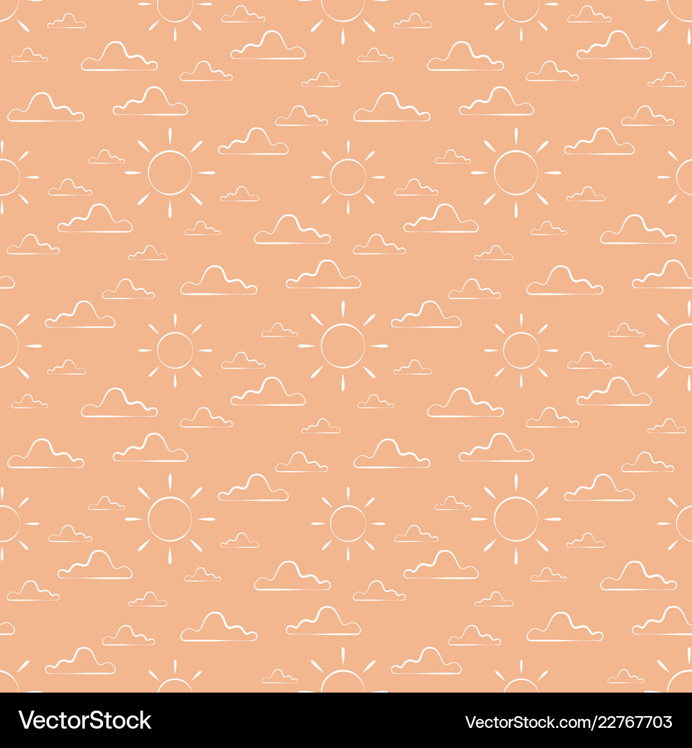 Seamless sky style pattern with clouds and sun Vector Image