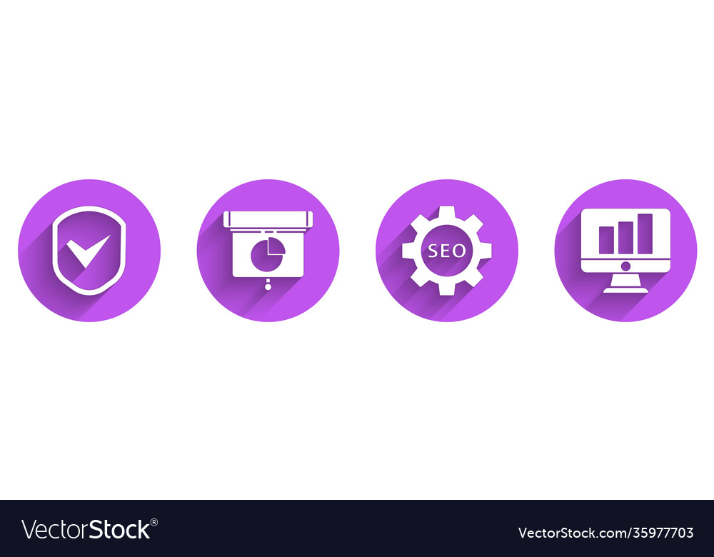 Set shield with check mark graph chart diagram vector image Set shield with check mark graph chart diagram