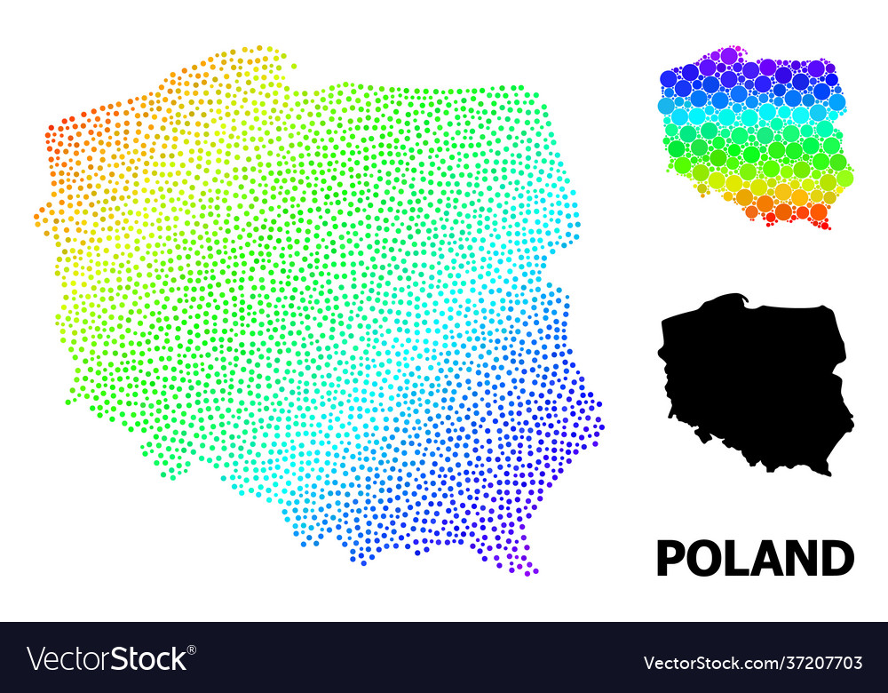 Spectrum gradient pixelated map poland vector image Spectrum gradient pixelated map poland