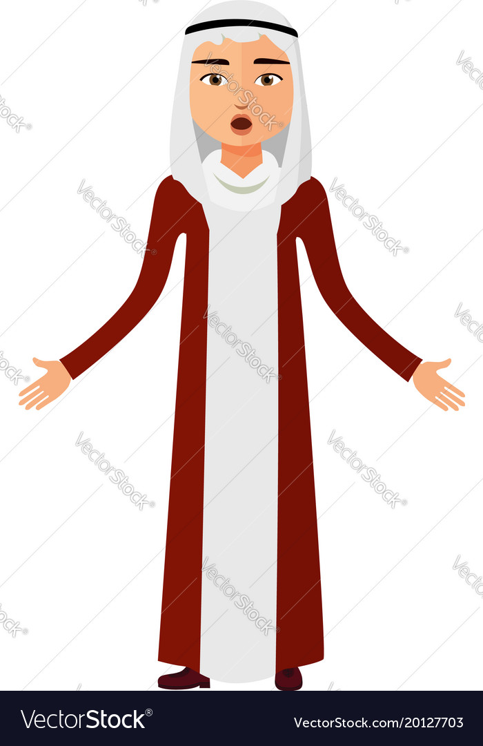 Surprised Arab Saudi Business Man Flat Cartoon Vector Image