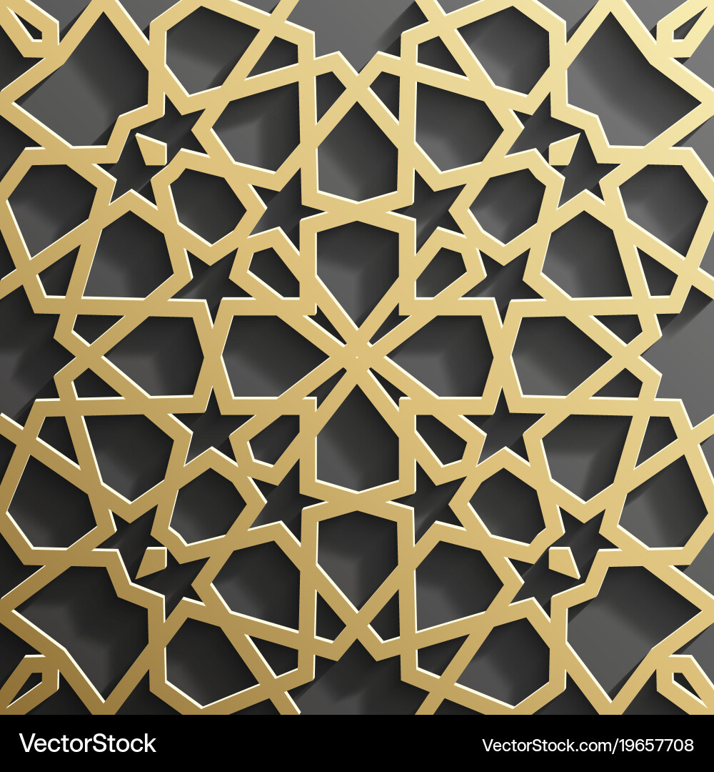 Background with gold seamless pattern on black Vector Image