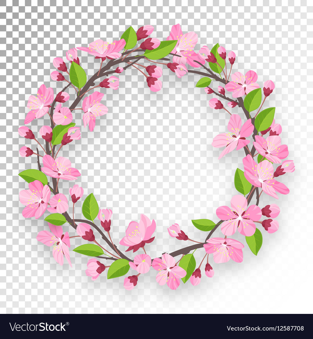 Blossoming cherry round frame for text apple-tree