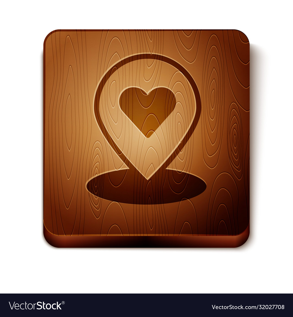 Brown map pointer with heart icon isolated vector image Brown map pointer with heart icon isolated