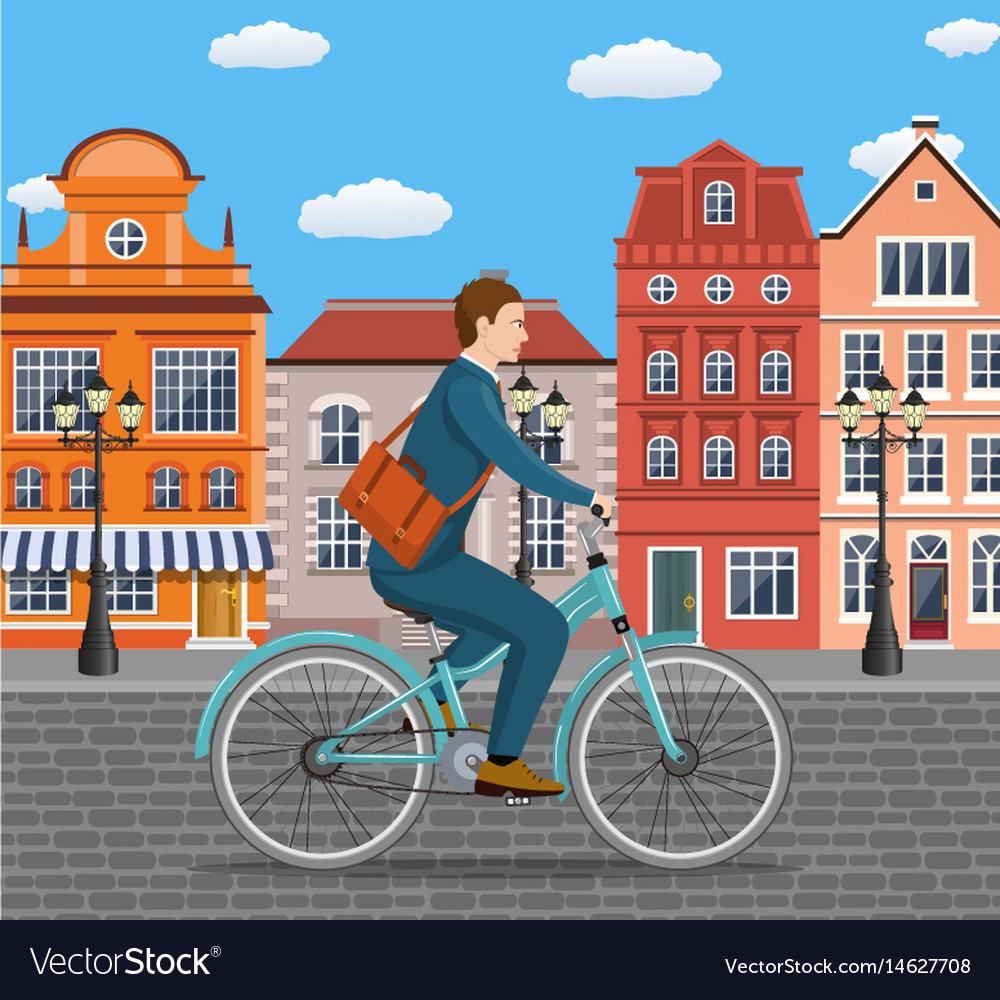 Businessman Cycling in City