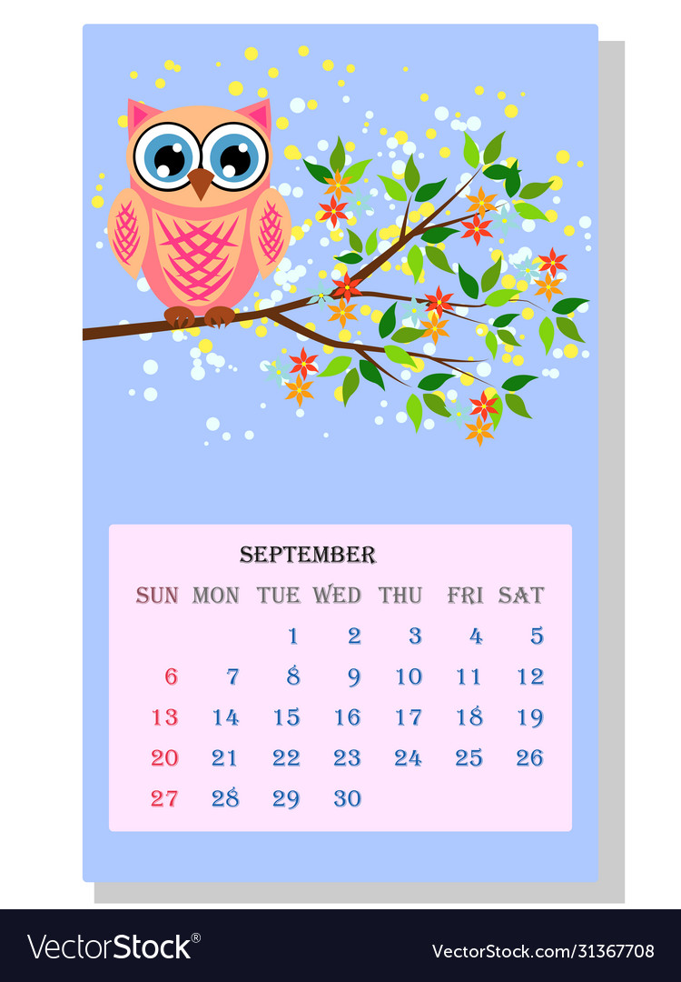 Calendar 2021 cute with funny cartoon Royalty Free Vector