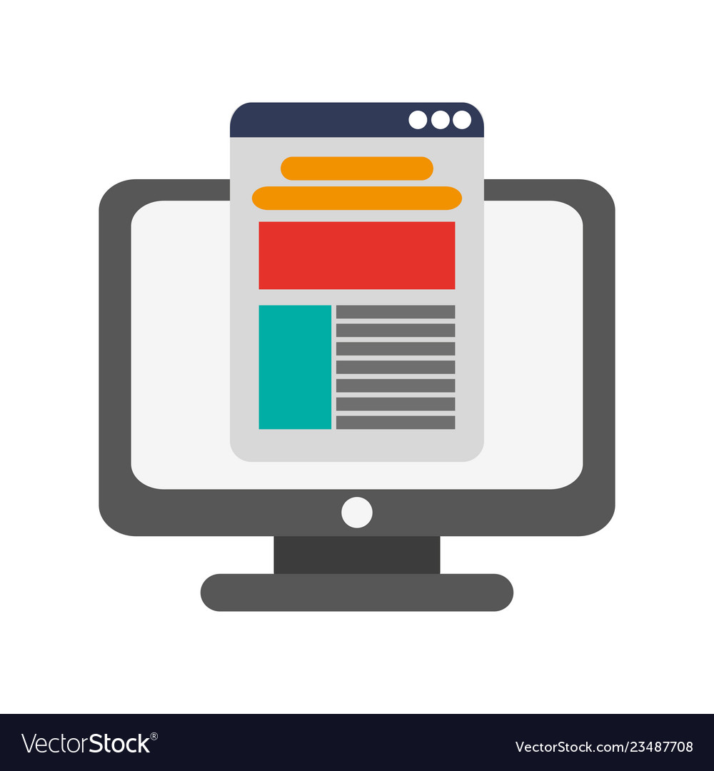 Computer with web app technology vector image Computer with web app technology