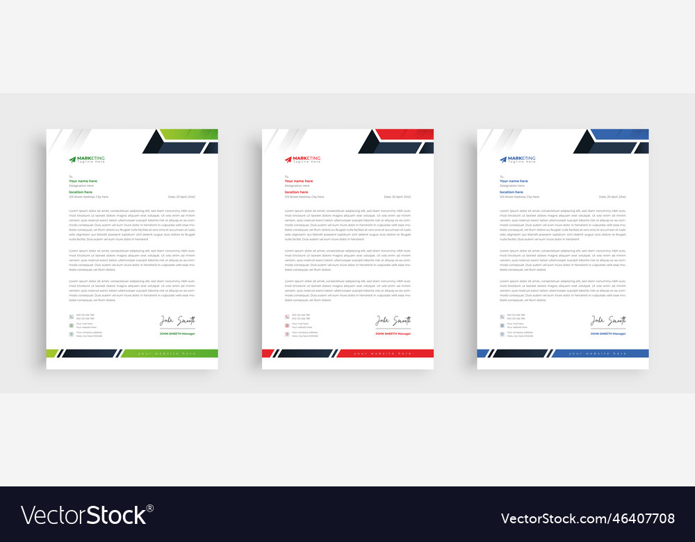 Corporate business stationery letterhead template Vector Image