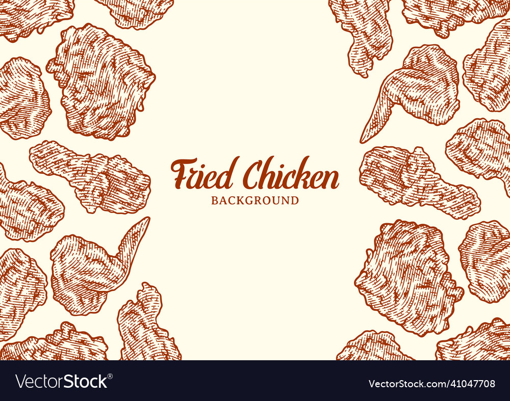 Crispy fried chicken background template Vector Image