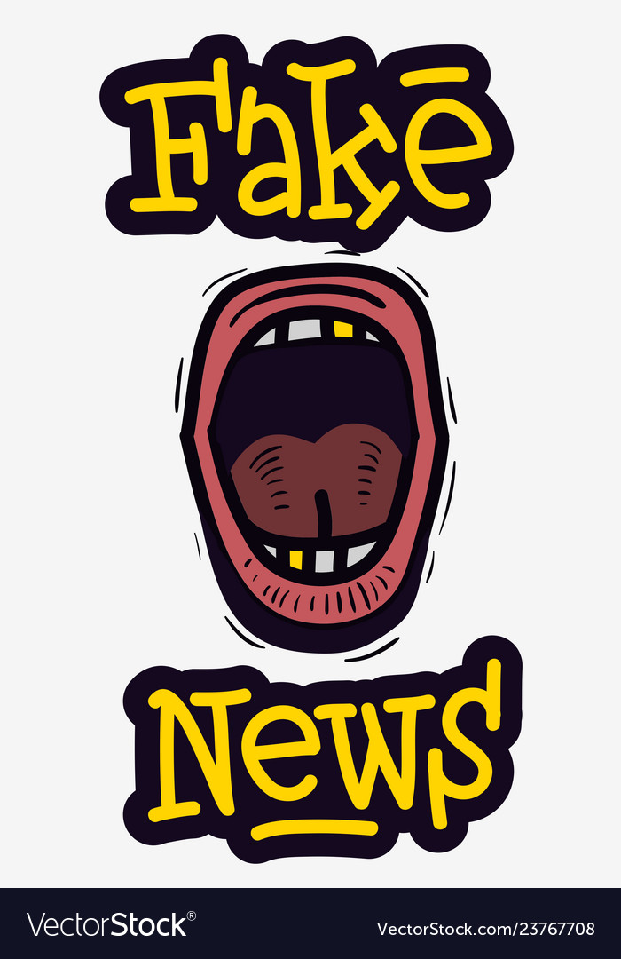 Fake news screaming mouth hand drawn doodle style Vector Image