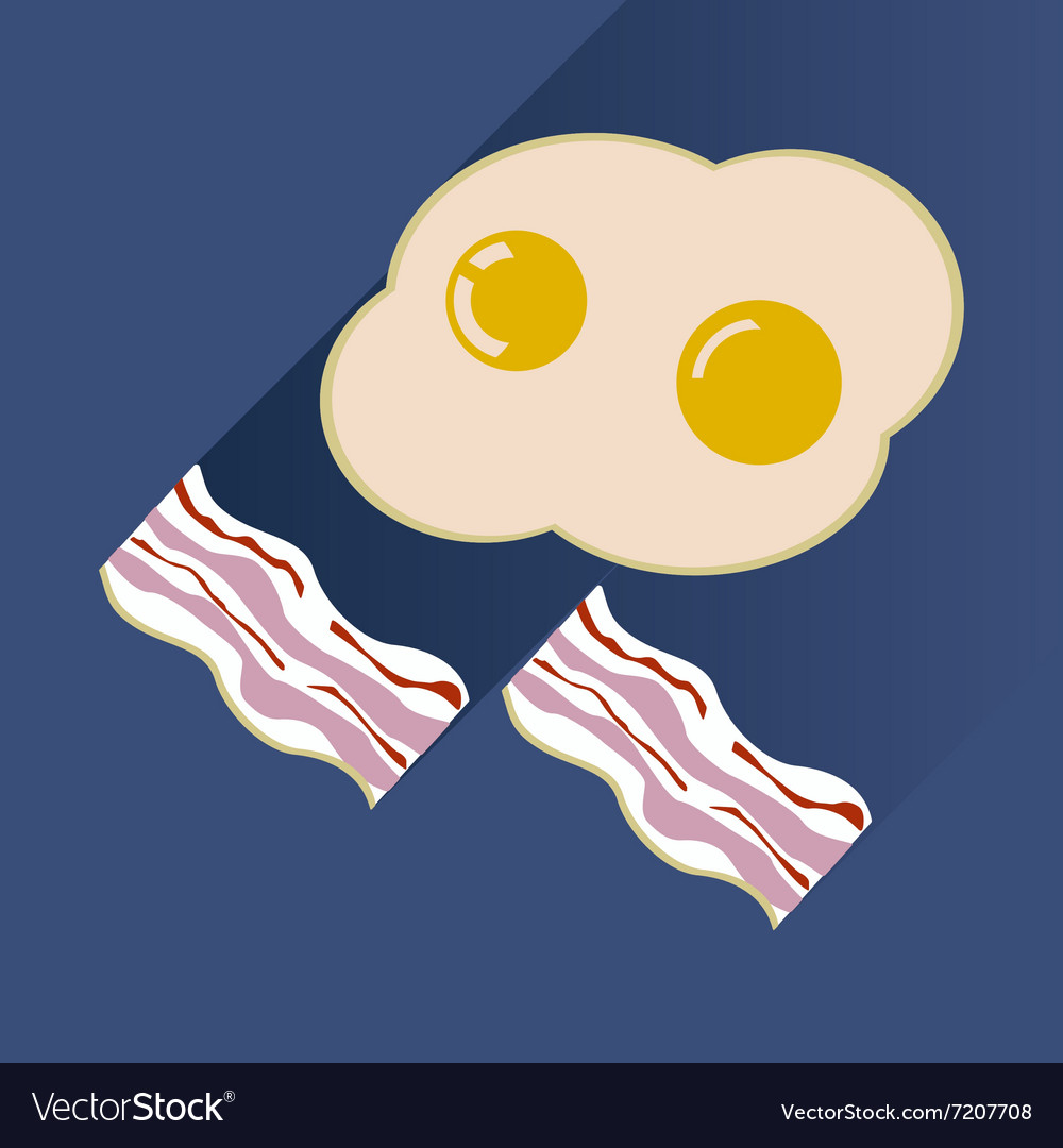Flat with shadow icon scrambled eggs and bacon