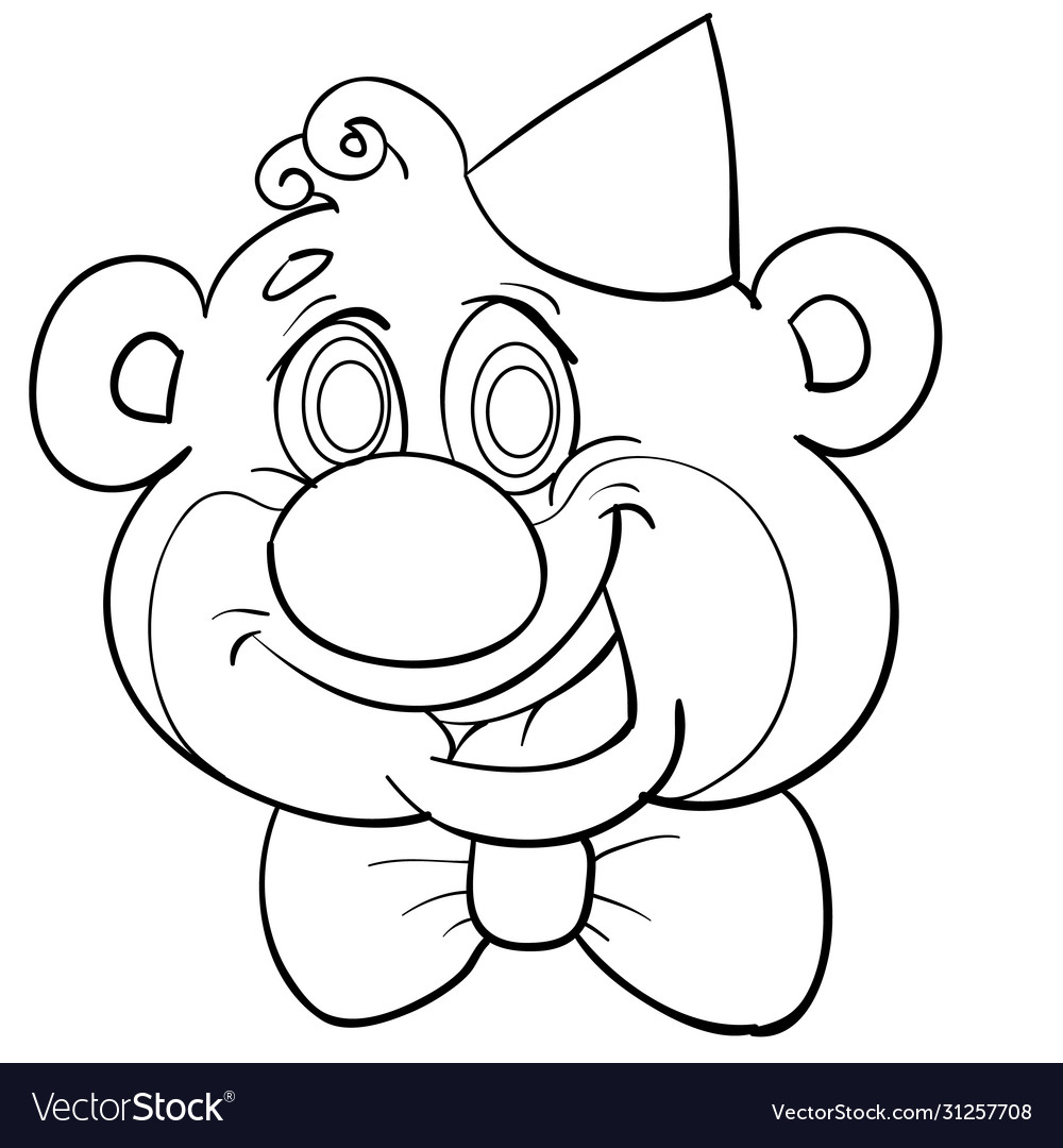 Funny sketch a bears head in a festive cap Vector Image