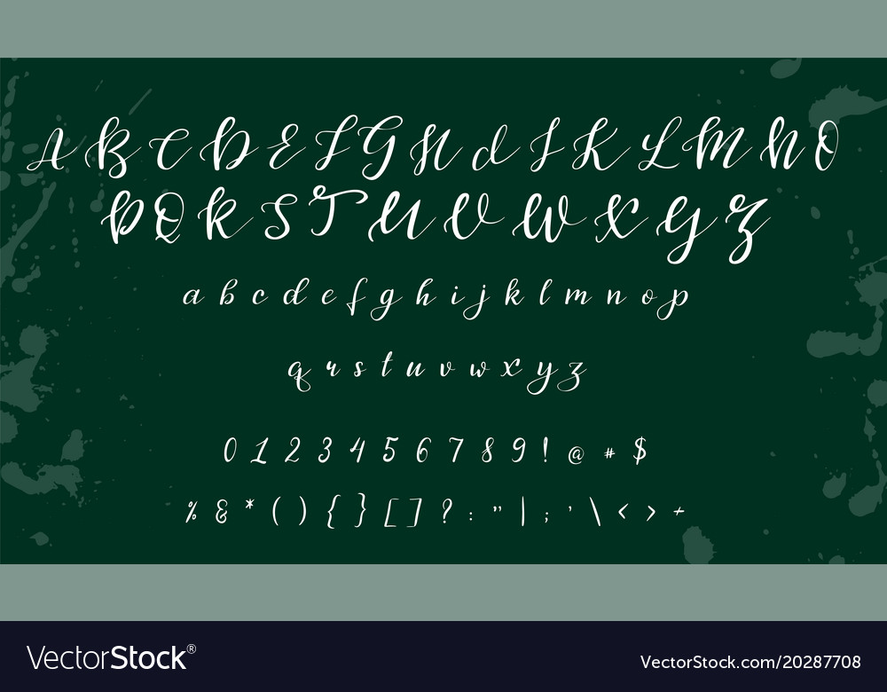 Handwritten calligraphy font alphabet