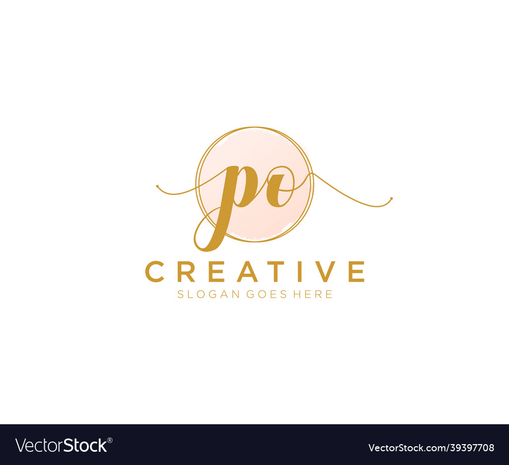 Initial po feminine logo beauty monogram