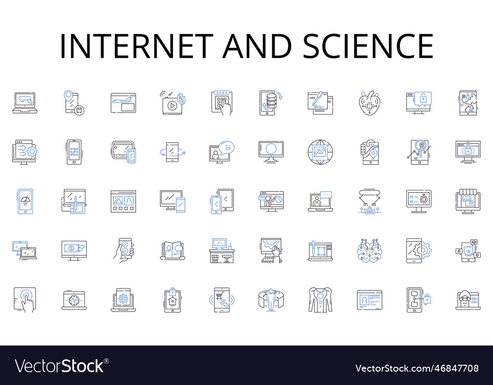 Internet and science line icons collection vector image Internet and science line icons collection