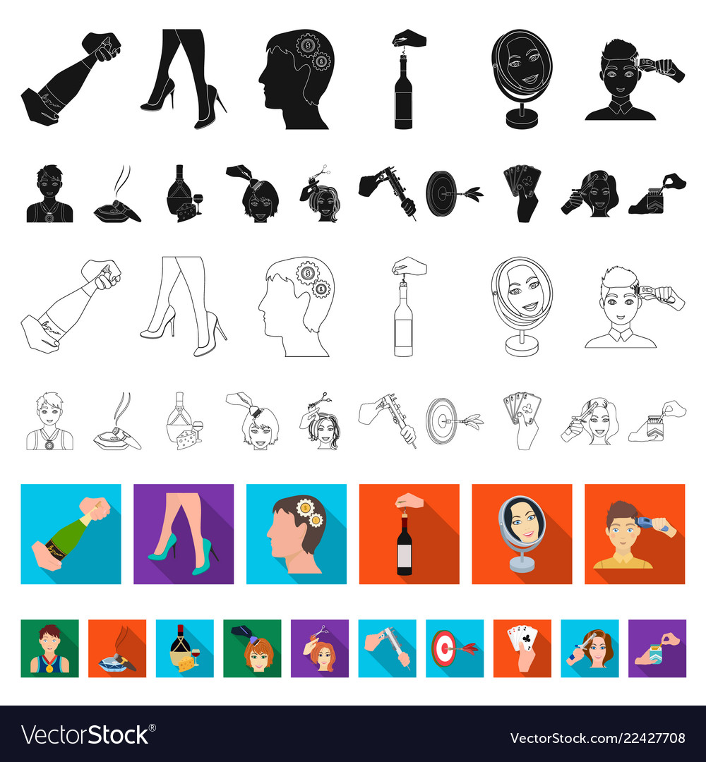 Manipulation by hands flat icons in set collection vector image Manipulation by hands flat icons in set collection