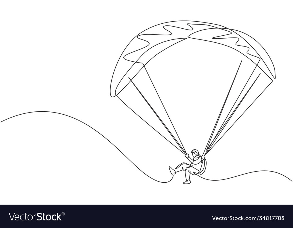 One continuous line drawing young bravery man Vector Image