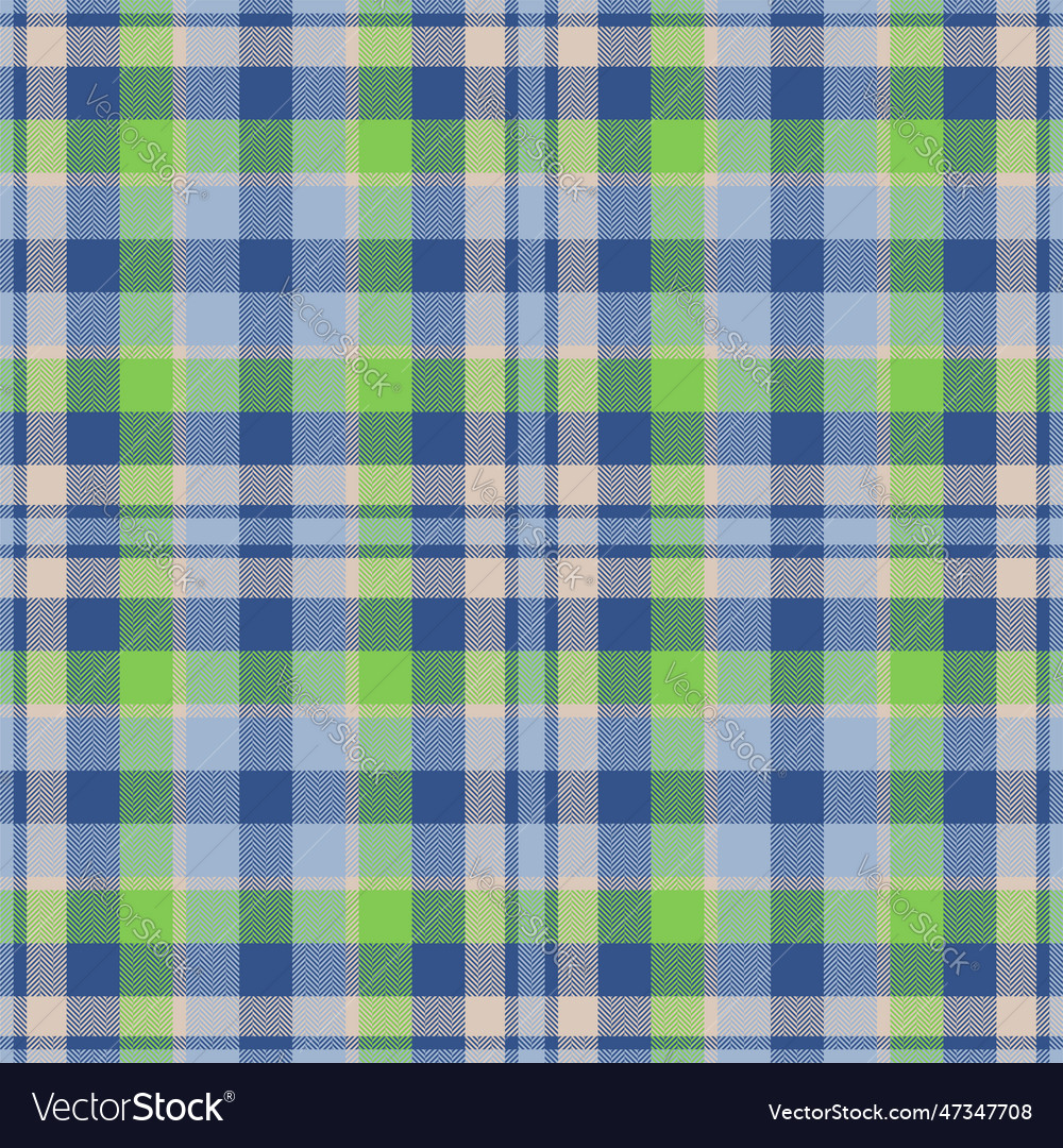 Plaid seamless pattern in green check fabric Vector Image